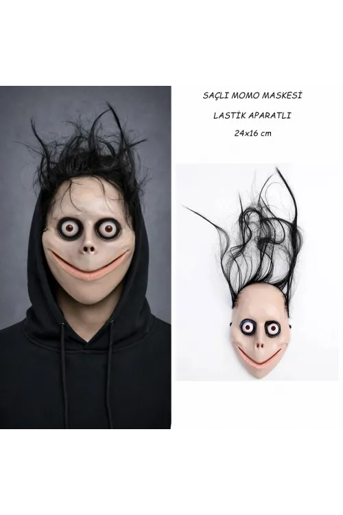 Saçlı Momo Korku Maskesi 24x16 Cm