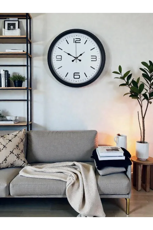 Sade & Şık Siyah 40 Cm Metal Dekoratif Duvar Saati