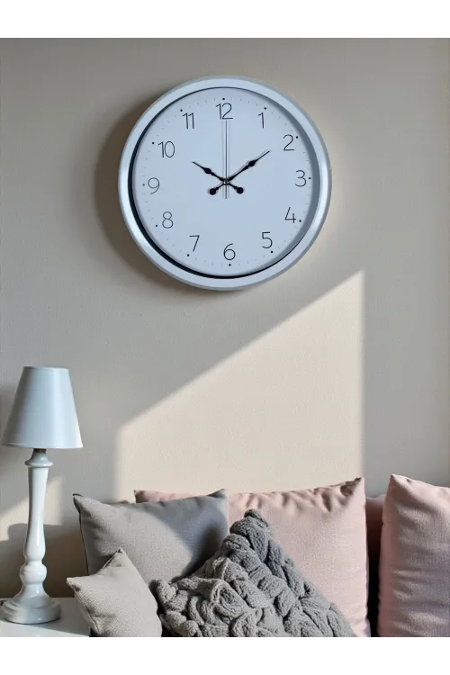 Sade Tasarım Beyaz 40 Cm Metal Standart Duvar Saati
