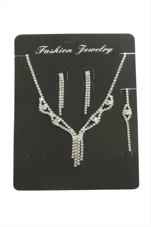 Sallantılı Taşlı Set Kolye