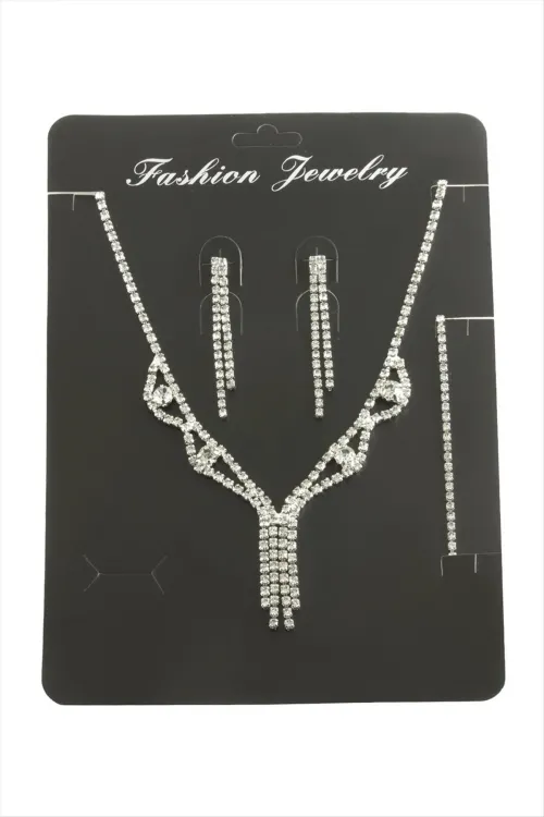 Sallantılı Taşlı Set Kolye
