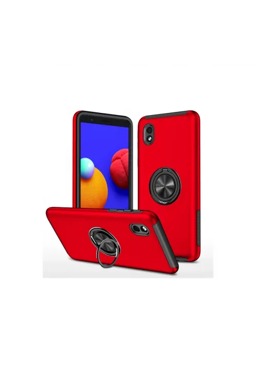 Samsung Galaxy A01 Core Kılıf Elit Yüzüklü Kapak - Kırmızı