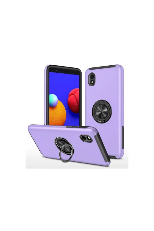 Samsung Galaxy A01 Core Kılıf Elit Yüzüklü Kapak - Mor