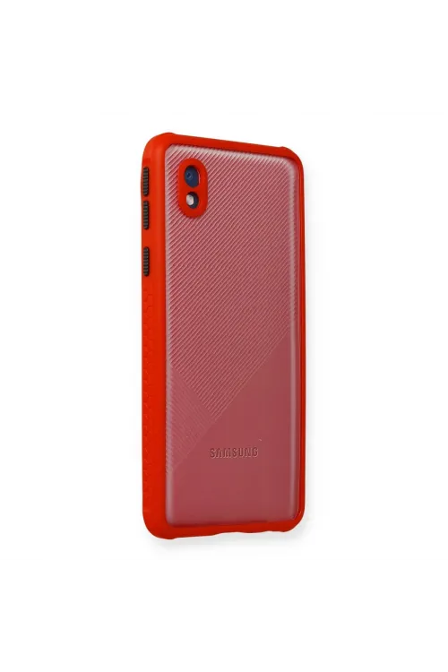 Samsung Galaxy A01 Core Kılıf Miami Şeffaf Silikon - Kırmızı