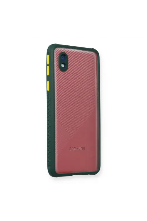 Samsung Galaxy A01 Core Kılıf Miami Şeffaf Silikon - Koyu Yeşil