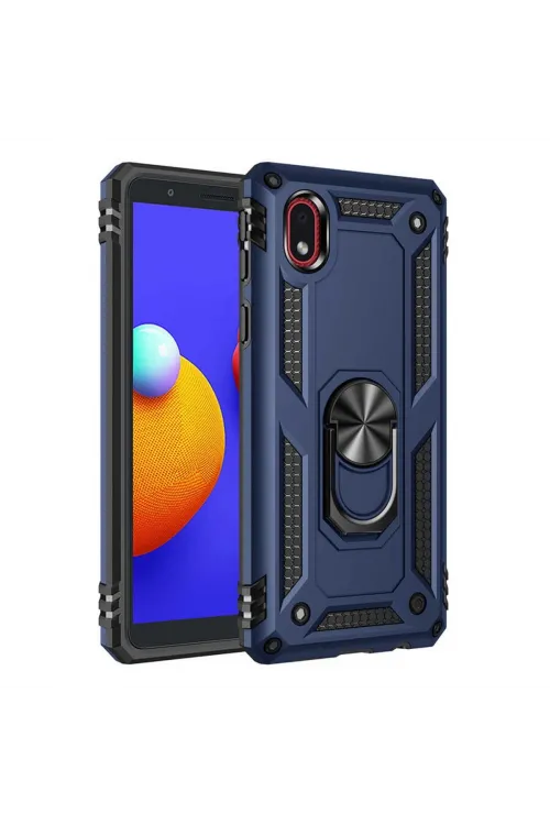 Samsung Galaxy A01 Core Kılıf Sofya Yüzüklü Silikon Kapak - Lacivert