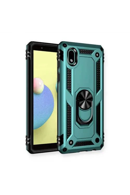 Samsung Galaxy A01 Core Kılıf Sofya Yüzüklü Silikon Kapak - Yeşil