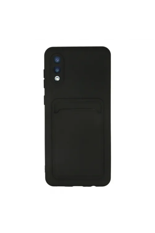 Samsung Galaxy A02 Kılıf Kelvin Kartvizitli Silikon - Siyah