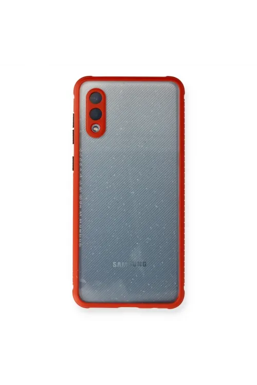 Samsung Galaxy A02 Kılıf Miami Şeffaf Silikon - Kırmızı