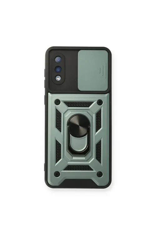 Samsung Galaxy A02 Kılıf Pars Lens Yüzüklü Silikon - Yeşil
