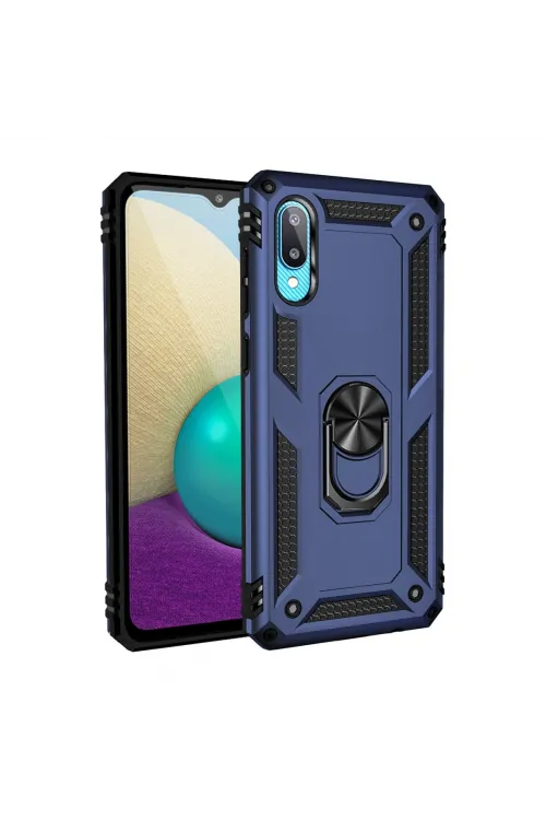 Samsung Galaxy A02 Kılıf Sofya Yüzüklü Silikon Kapak - Lacivert