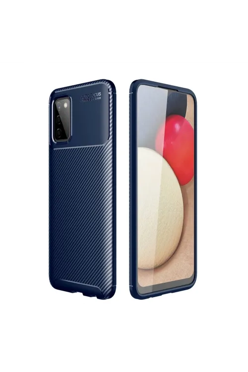 Samsung Galaxy A02s Kılıf Auto Focus Karbon Kapak - Lacivert