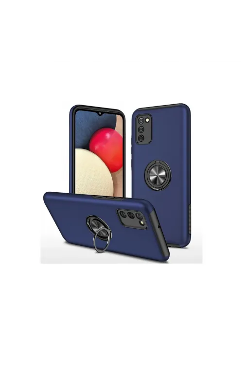 Samsung Galaxy A02s Kılıf Elit Yüzüklü Kapak - Lacivert
