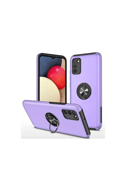 Samsung Galaxy A02s Kılıf Elit Yüzüklü Kapak - Mor