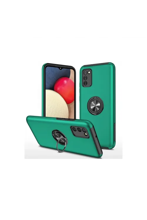 Samsung Galaxy A02s Kılıf Elit Yüzüklü Kapak - Yeşil