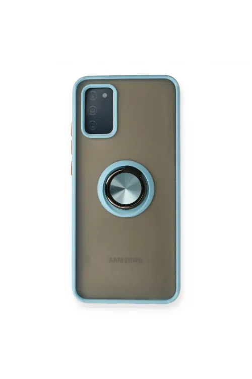 Samsung Galaxy A02s Kılıf Montreal Yüzüklü Silikon Kapak - Buz Mavi