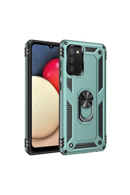 Samsung Galaxy A02s Kılıf Sofya Yüzüklü Silikon Kapak - Yeşil