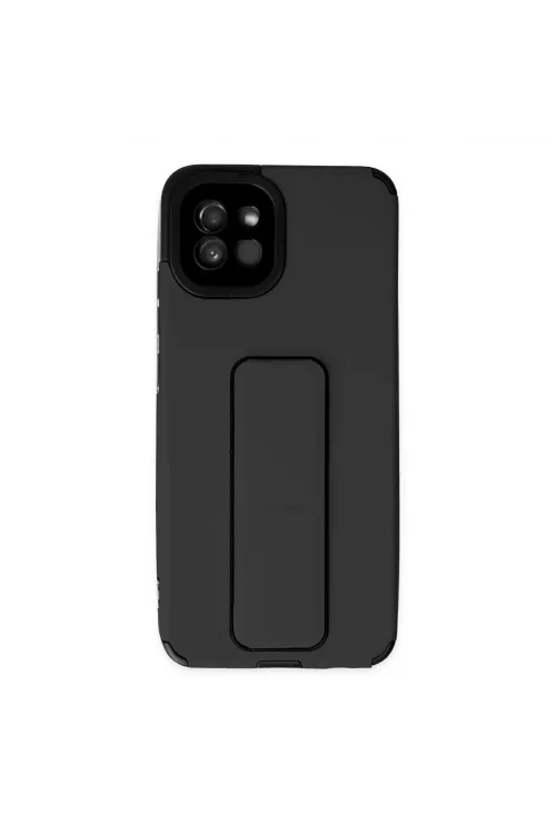 Samsung Galaxy A03 Kılıf Mega Standlı Silikon - Siyah