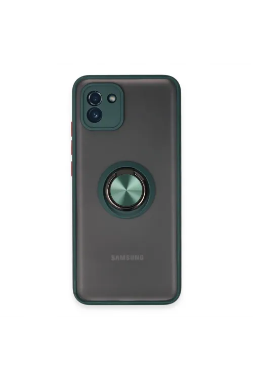 Samsung Galaxy A03 Kılıf Montreal Yüzüklü Silikon Kapak - Yeşil