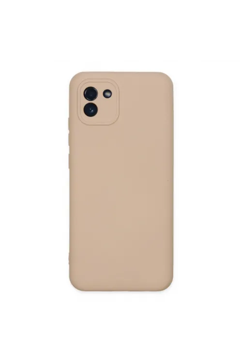 Samsung Galaxy A03 Kılıf Nano İçi Kadife Silikon - Pudra