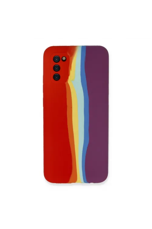 Samsung Galaxy A03s Kılıf Ebruli Lansman Silikon - Kırmızı-mor