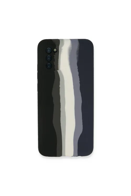 Samsung Galaxy A03s Kılıf Ebruli Lansman Silikon - Siyah-lacivert