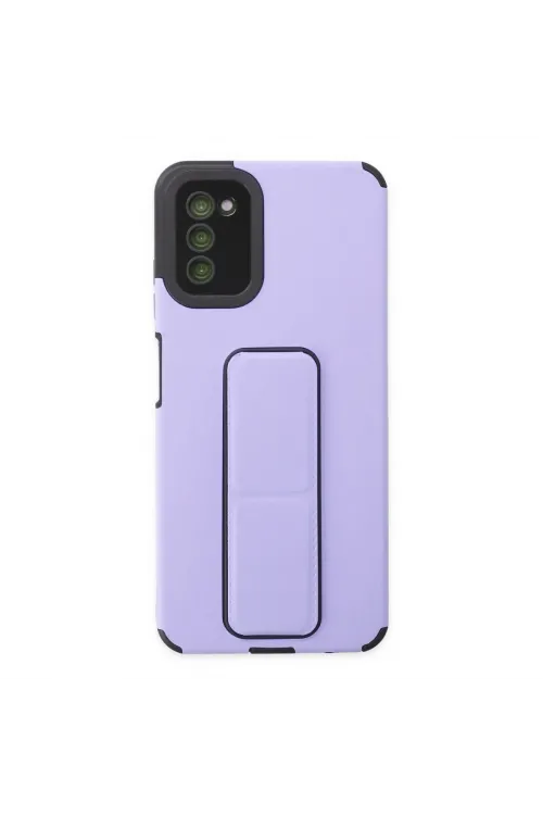 Samsung Galaxy A03s Kılıf Mega Standlı Silikon - Lila