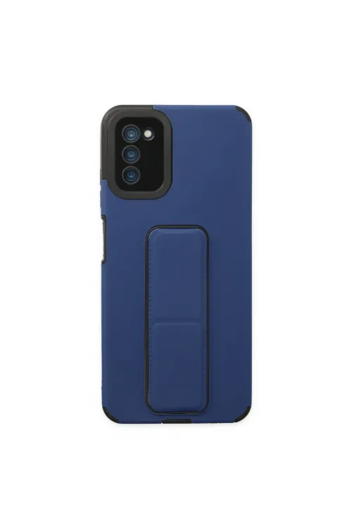 Samsung Galaxy A03s Kılıf Mega Standlı Silikon - Mavi