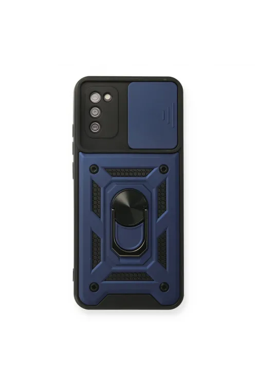 Samsung Galaxy A03s Kılıf Pars Lens Yüzüklü Silikon - Lacivert