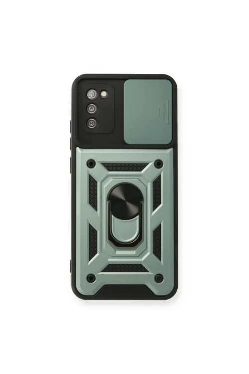 Samsung Galaxy A03s Kılıf Pars Lens Yüzüklü Silikon - Yeşil