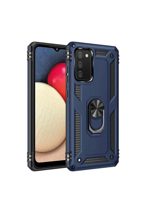 Samsung Galaxy A03s Kılıf Sofya Yüzüklü Silikon Kapak - Lacivert