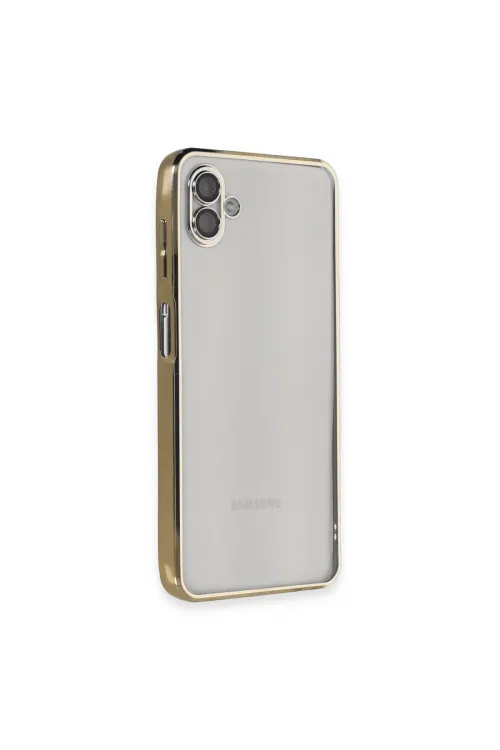 Samsung Galaxy A04 Kılıf Razer Lensli Silikon - Gold
