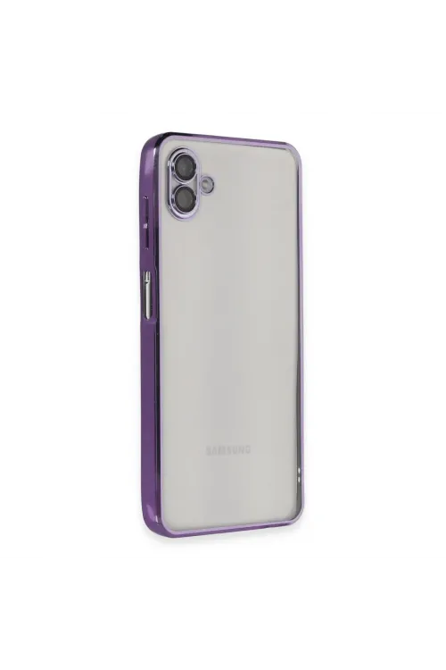 Samsung Galaxy A04 Kılıf Razer Lensli Silikon - Mor