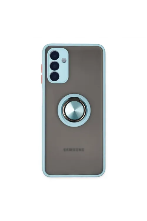 Samsung Galaxy A04s Kılıf Montreal Yüzüklü Silikon Kapak - Buz Mavi