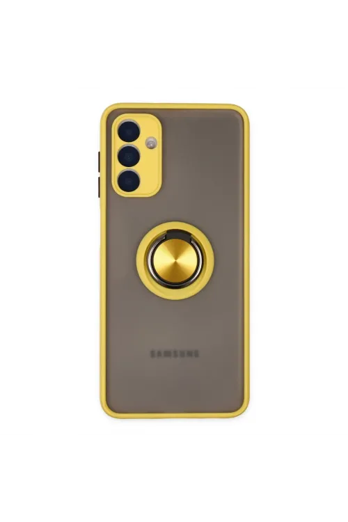 Samsung Galaxy A04s Kılıf Montreal Yüzüklü Silikon Kapak - Sarı