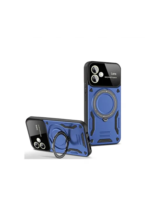 Samsung Galaxy A05 Kılıf Joy Lens Standlı Kapak - Lacivert
