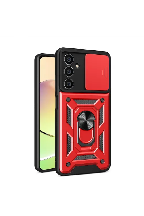 Samsung Galaxy A05 Kılıf Pars Lens Yüzüklü Silikon - Kırmızı