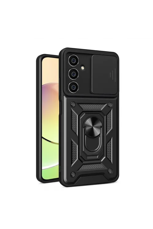 Samsung Galaxy A05 Kılıf Pars Lens Yüzüklü Silikon - Siyah