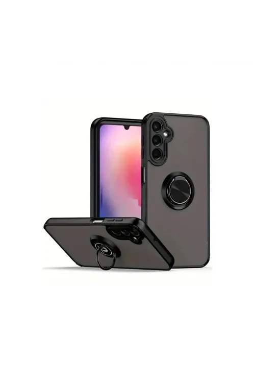 Samsung Galaxy A05s Kılıf Montreal Yüzüklü Silikon Kapak - Siyah