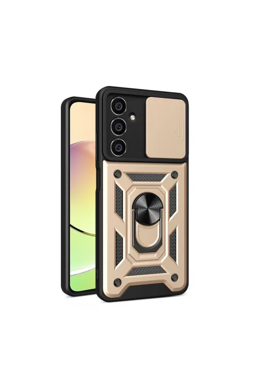 Samsung Galaxy A05s Kılıf Pars Lens Yüzüklü Silikon - Gold