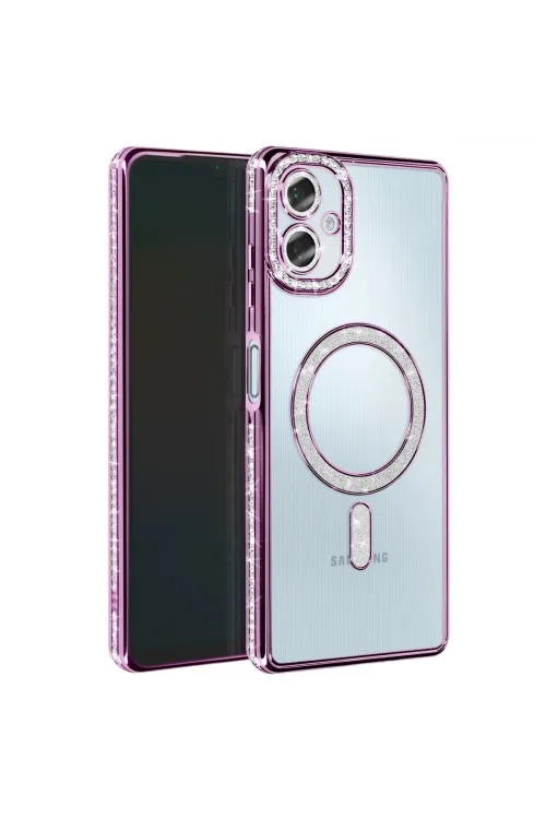 Samsung Galaxy A06 Joke Simli Magneticsafe Kılıf - Derin Mor