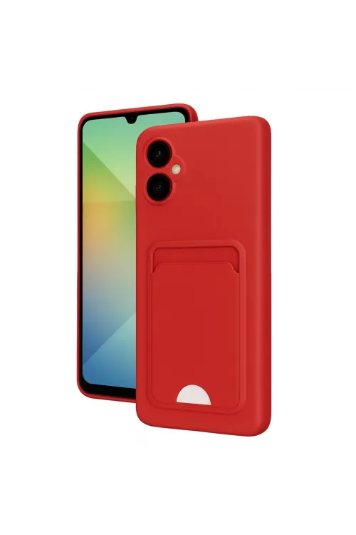 Samsung Galaxy A06 Kılıf Kelvin Kartvizitli Silikon - Kırmızı