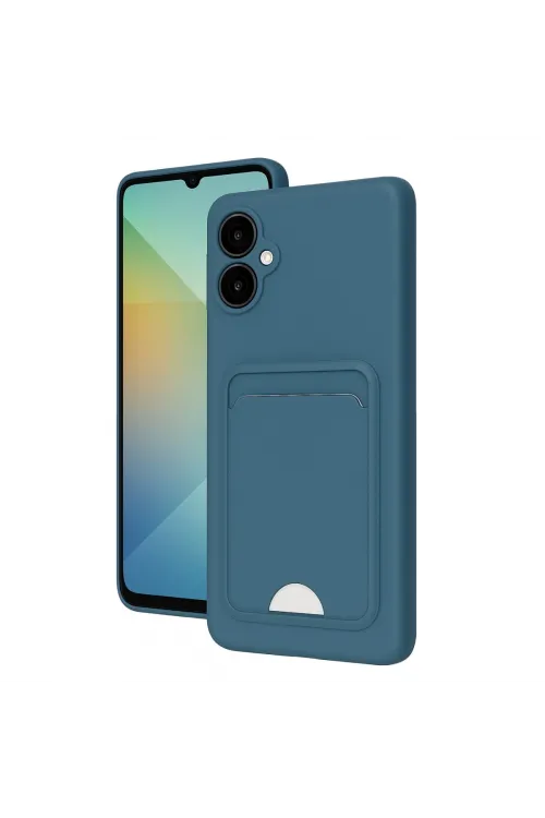 Samsung Galaxy A06 Kılıf Kelvin Kartvizitli Silikon - Mavi