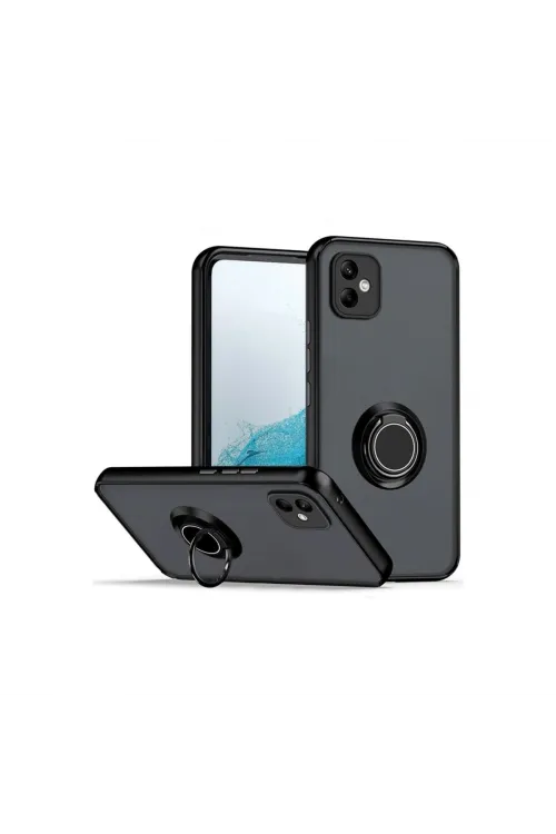 Samsung Galaxy A06 Kılıf Montreal Yüzüklü Silikon Kapak - Siyah