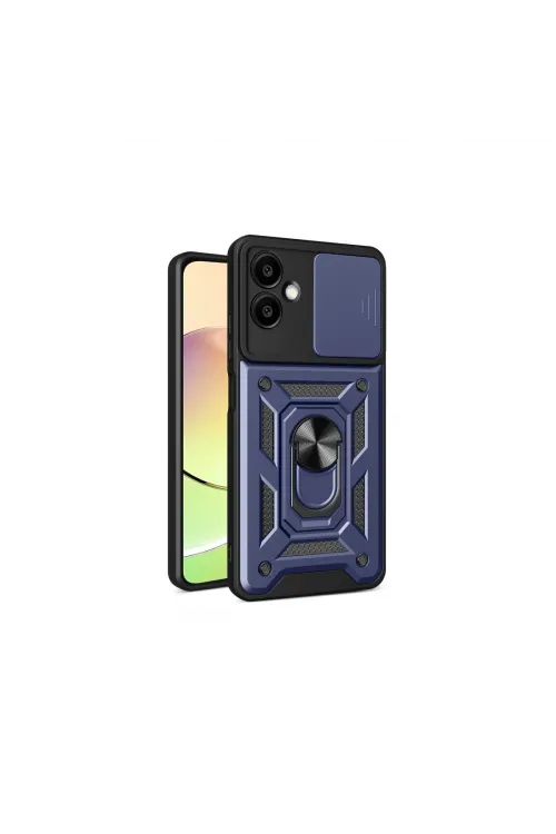 Samsung Galaxy A06 Kılıf Pars Lens Yüzüklü Silikon - Lacivert