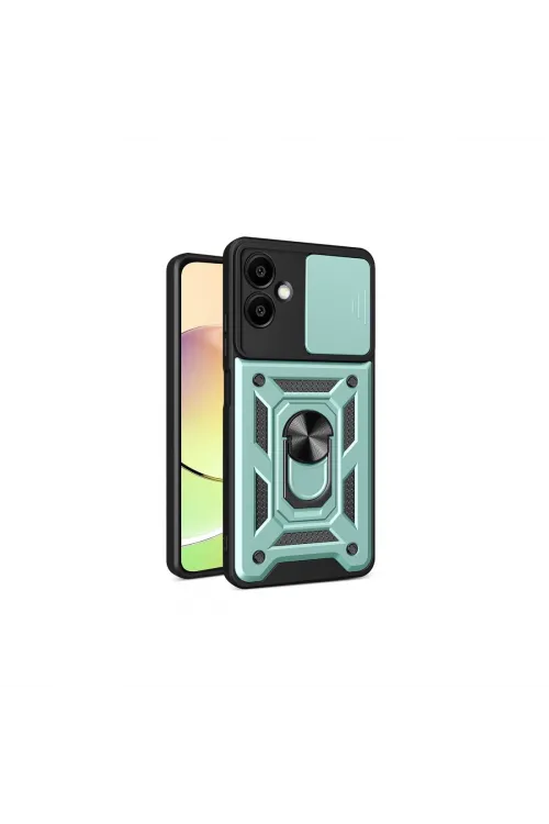 Samsung Galaxy A06 Kılıf Pars Lens Yüzüklü Silikon - Yeşil