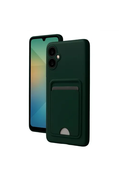 Samsung Galaxy A07 4g Kelvin Kartvizitli Silikon - Koyu Yeşil