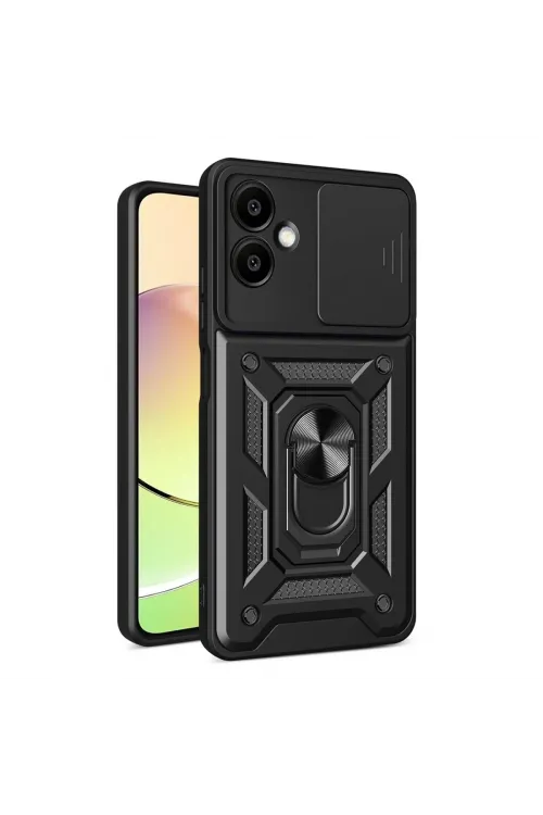 Samsung Galaxy A07 4g Pars Lens Yüzüklü Silikon - Siyah
