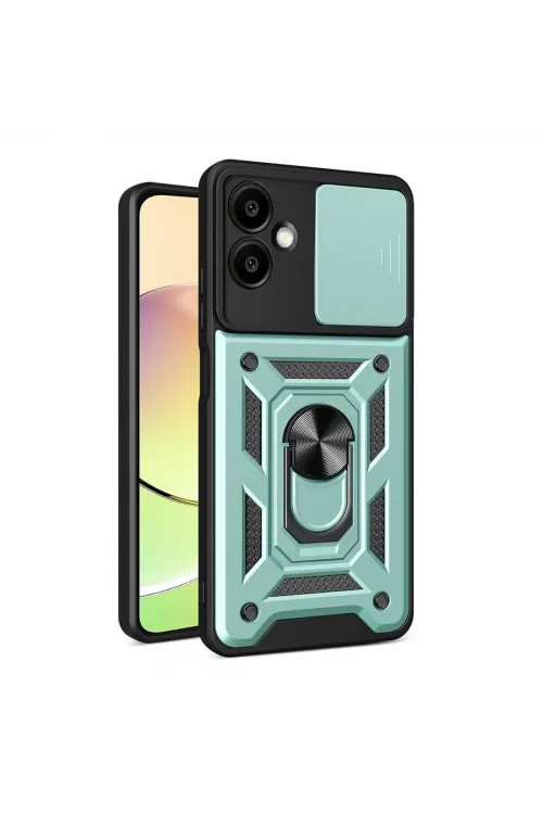 Samsung Galaxy A07 4g Pars Lens Yüzüklü Silikon - Yeşil