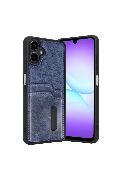Samsung Galaxy A07 4g Sara Kartvizitli Deri Kılıf - Lacivert